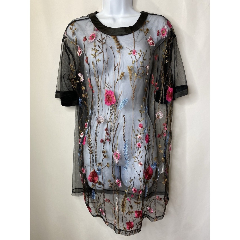 Fashion Nova Womens Sheer Tunic Top Size 1X Bathing Suit Cover Fairygoth Vampy